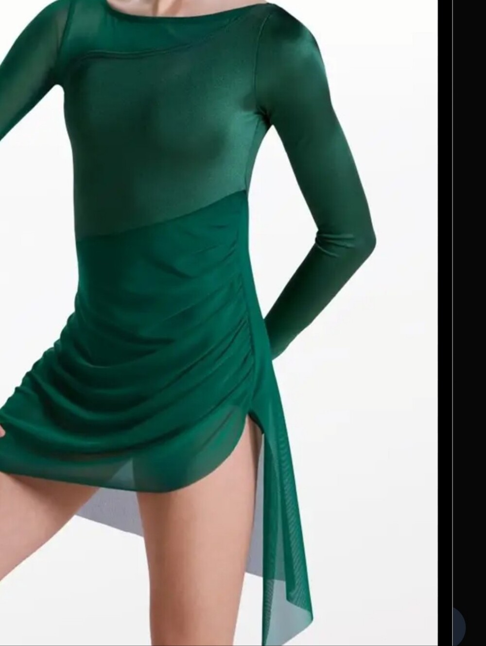 Weissmsn Long-Sleeve Lyrical Dress with Sheer Skirt